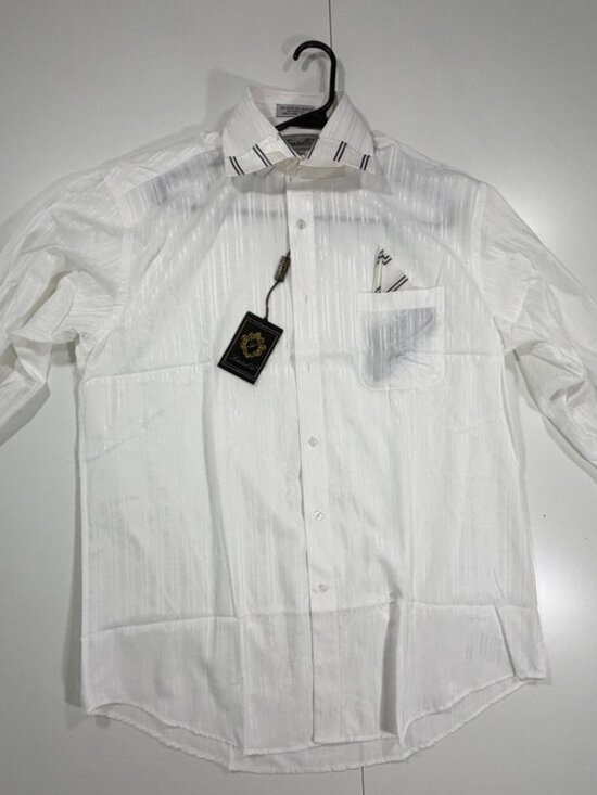 Fratello Other - Fratello French Cuff Dress Shirt White Black Trim Textured Self-Stripe NWT 16.5
